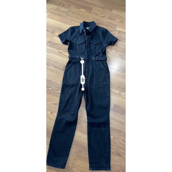 GOOD AMERICAN Women's Good Black Good Denim Jumpsuit size L - Picture 10 of 13